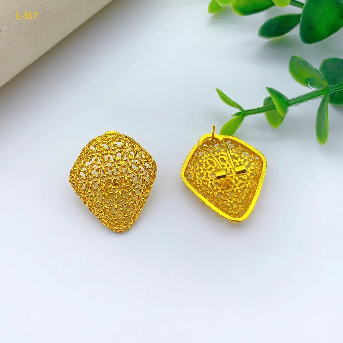 Indian Jewelry Set for Women Wedding Dubai 24k Gold Plated Bridal Two Pieces Necklace Earrings Sets Party Gift Accessories