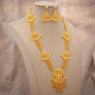 Jewelry Set For Women  Gold Plated With Necklace Pendant Nigerian Wedding Jewelry