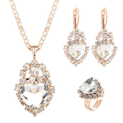 Jewelry Sets Women Wedding Jewelry Set for Brides Gold-Color Zirconia Earring Pendant Necklace Ring Sets