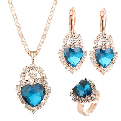 Jewelry Sets Women Wedding Jewelry Set for Brides Gold-Color Zirconia Earring Pendant Necklace Ring Sets