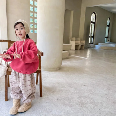 Kids sweatshirts inner Fleece Tops cartoon dog Boys and Girls cotton warm loose pullovers 1-6Years