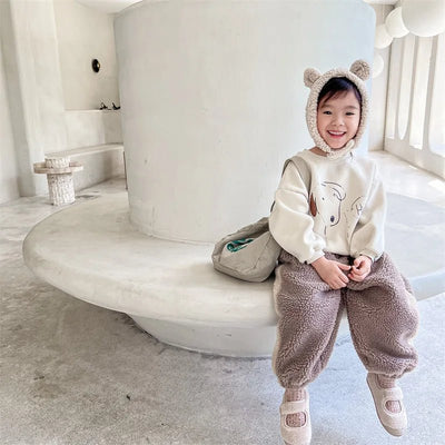 Kids sweatshirts inner Fleece Tops cartoon dog Boys and Girls cotton warm loose pullovers 1-6Years