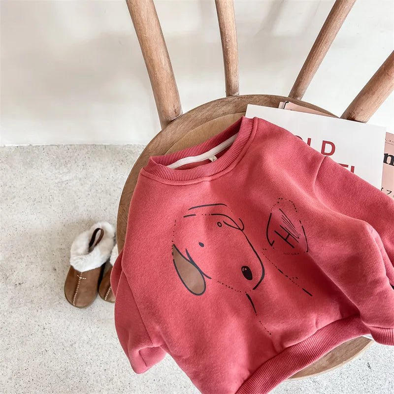 Kids sweatshirts inner Fleece Tops cartoon dog Boys and Girls cotton warm loose pullovers 1-6Years