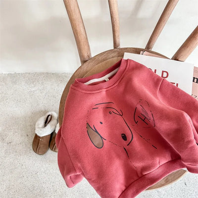 Kids sweatshirts inner Fleece Tops cartoon dog Boys and Girls cotton warm loose pullovers 1-6Years