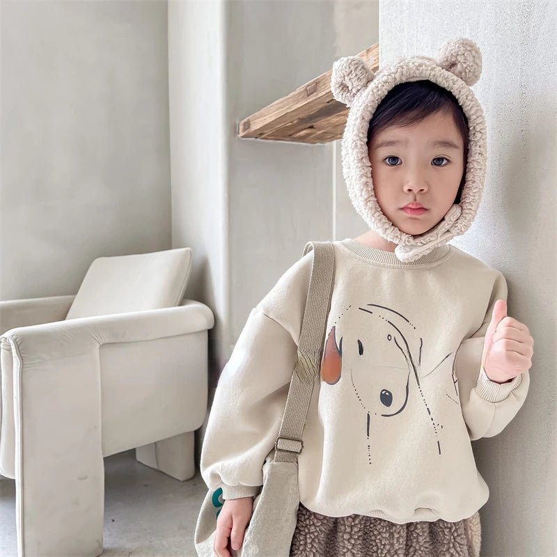 Kids sweatshirts inner Fleece Tops cartoon dog Boys and Girls cotton warm loose pullovers 1-6Years