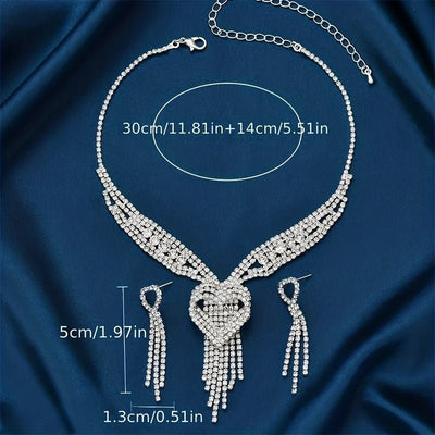 Ladies' jewelry, equipped with rhinestone tassel earrings, necklaces, bracelet sets, wedding party accessories