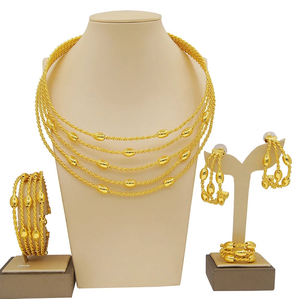 Latest Exquisite Brazilian Gold Plated Wedding Jewelry Set Gold Plated Bridal Big Fashion Necklace Jewelry Sets Yulaili