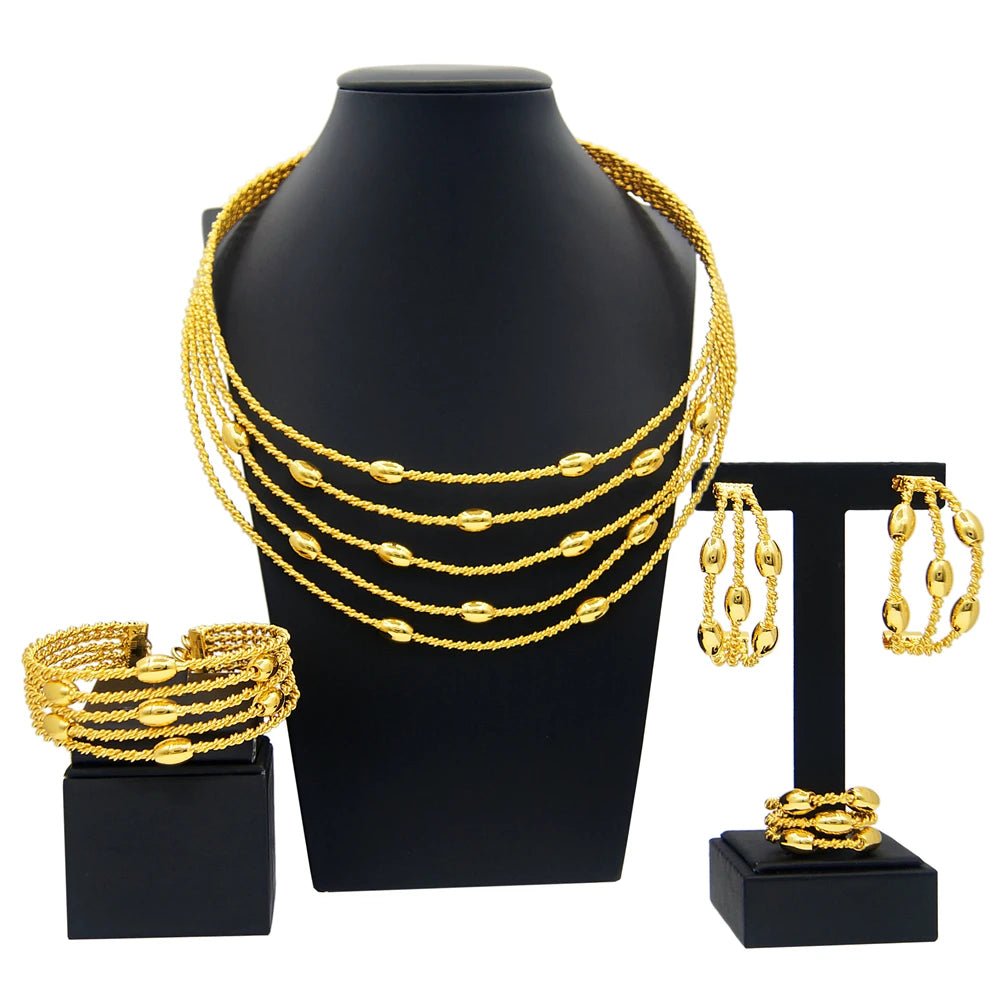 Latest Exquisite Brazilian Gold Plated Wedding Jewelry Set Gold Plated Bridal Big Fashion Necklace Jewelry Sets Yulaili