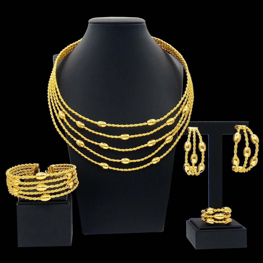 Latest Exquisite Brazilian Gold Plated Wedding Jewelry Set Gold Plated Bridal Big Fashion Necklace Jewelry Sets Yulaili