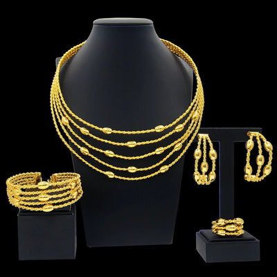 Latest Exquisite Brazilian Gold Plated Wedding Jewelry Set Gold Plated Bridal Big Fashion Necklace Jewelry Sets Yulaili