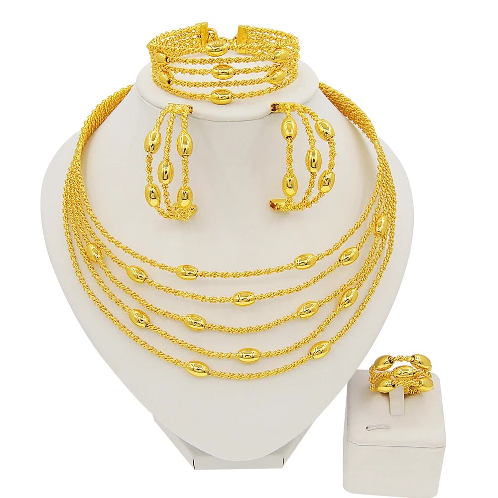 Latest Exquisite Brazilian Gold Plated Wedding Jewelry Set Gold Plated Bridal Big Fashion Necklace Jewelry Sets Yulaili