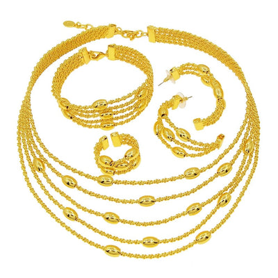 Latest Exquisite Brazilian Gold Plated Wedding Jewelry Set Gold Plated Bridal Big Fashion Necklace Jewelry Sets Yulaili