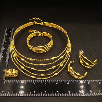 Latest Exquisite Brazilian Gold Plated Wedding Jewelry Set Gold Plated Bridal Big Fashion Necklace Jewelry Sets Yulaili