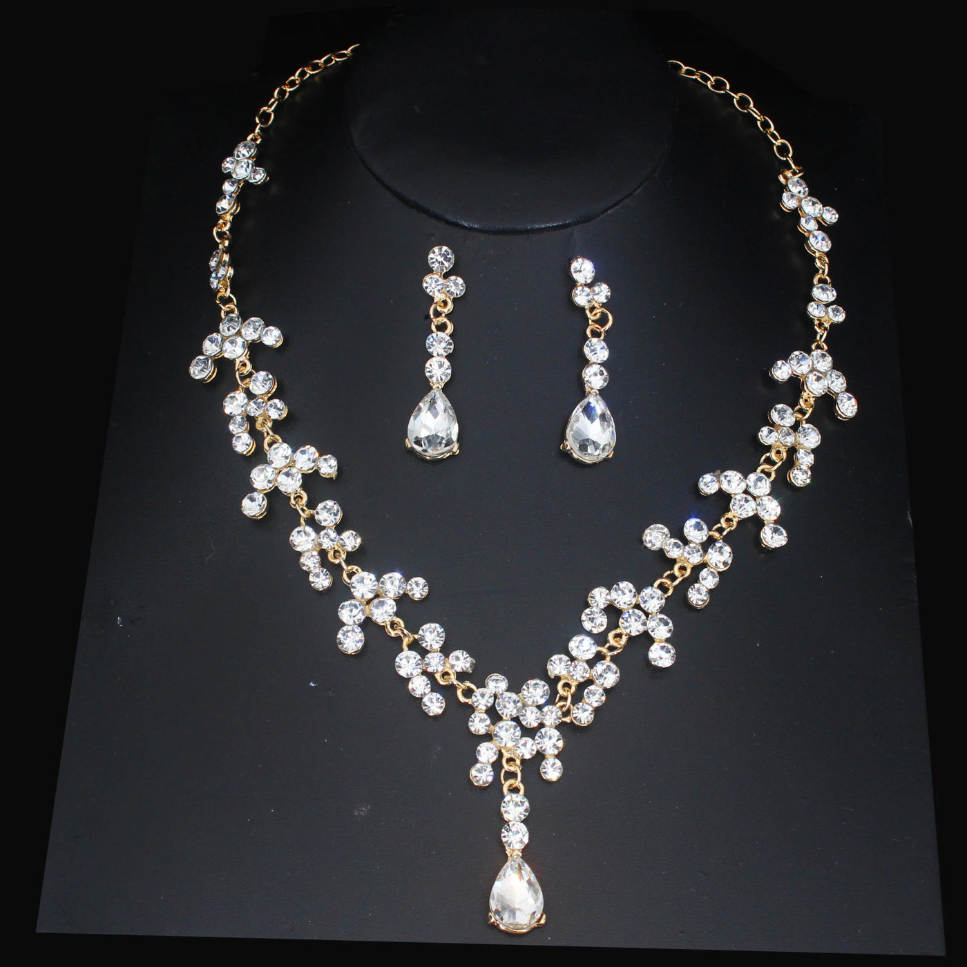 Luxury Crystal Wedding Bridal Jewelry Sets Women/Girl Gold Color Tiara/Crown Earrings Choker Necklace Bride Jewelry Set