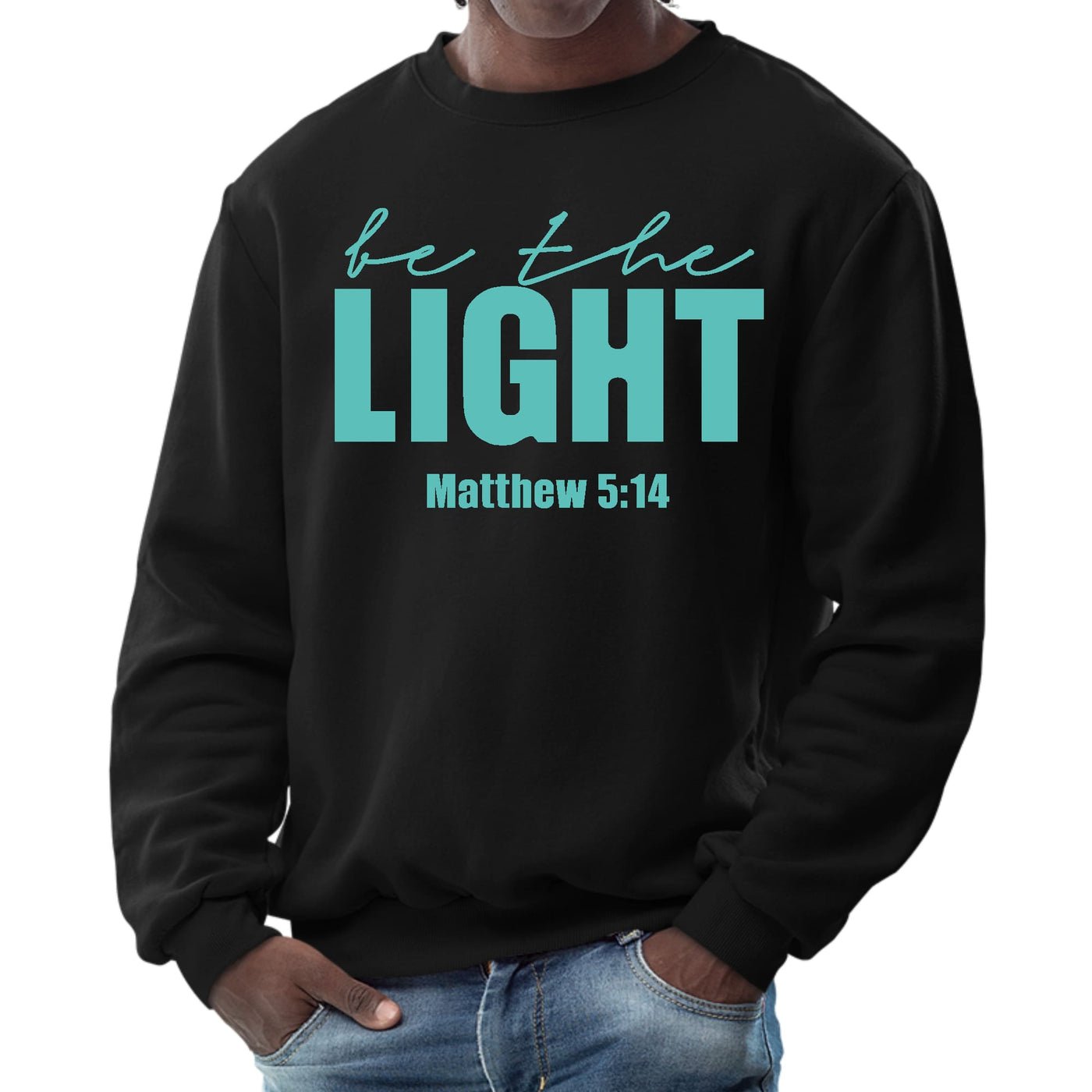 Mens Graphic Sweatshirt - be the Light Print-4