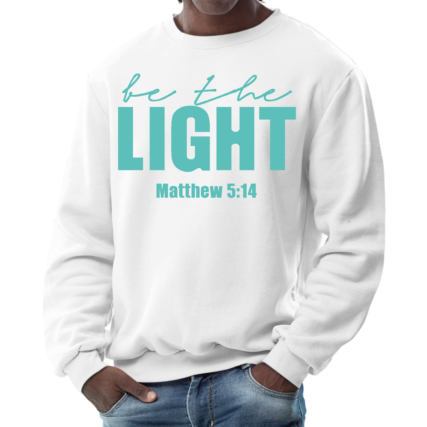 Mens Graphic Sweatshirt - be the Light Print-0