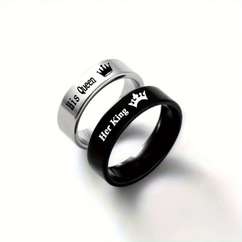 Stainless Steel Luminous Her King&His Queen Crown Jewelry Sets for Women Necklace Bracelet Ring Statement Couple Jewelry Gifts