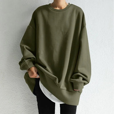 Sweatshirt Women Autumn Winter Sporty Top Round Collar Full Sleeve Solid Color Loose 2025 Female Casual Sportswear Basic Tops