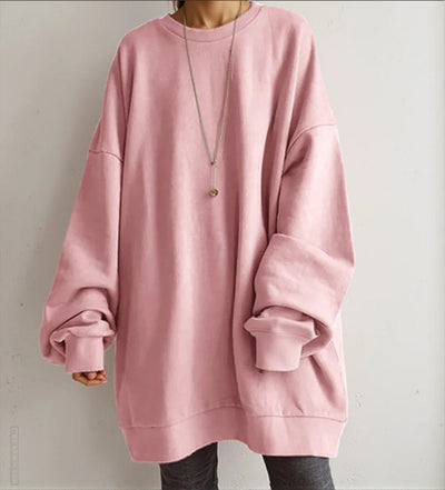 Sweatshirt Women Autumn Winter Sporty Top Round Collar Full Sleeve Solid Color Loose 2025 Female Casual Sportswear Basic Tops