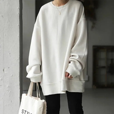 Sweatshirt Women Autumn Winter Sporty Top Round Collar Full Sleeve Solid Color Loose 2025 Female Casual Sportswear Basic Tops
