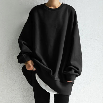 Sweatshirt Women Autumn Winter Sporty Top Round Collar Full Sleeve Solid Color Loose 2025 Female Casual Sportswear Basic Tops
