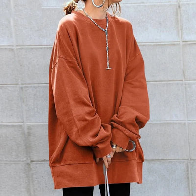 Sweatshirt Women Autumn Winter Sporty Top Round Collar Full Sleeve Solid Color Loose 2025 Female Casual Sportswear Basic Tops