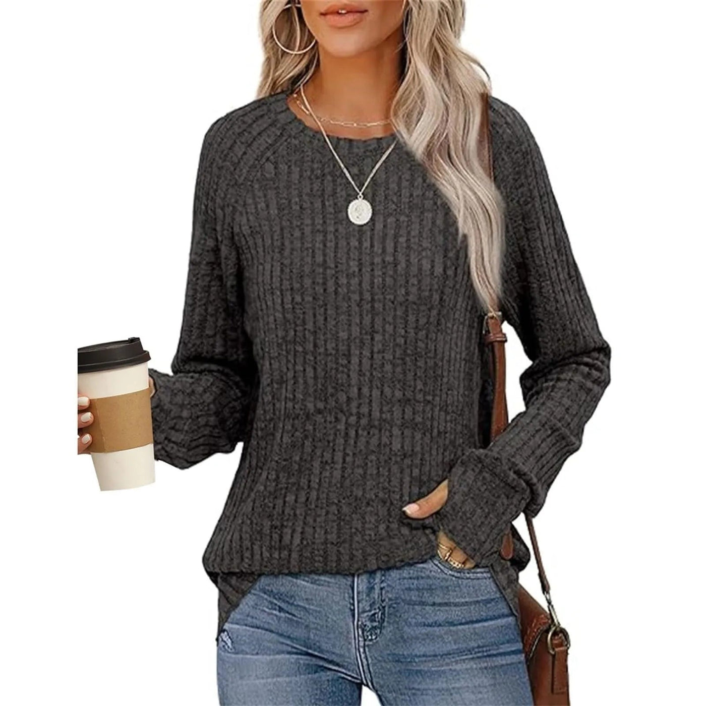 Sweatshirts For Women Long Sleeve Crewneck Pullover Casual Solid Tunic Tops With Thumb Hole Women's Sweatshirts Winter Clothing