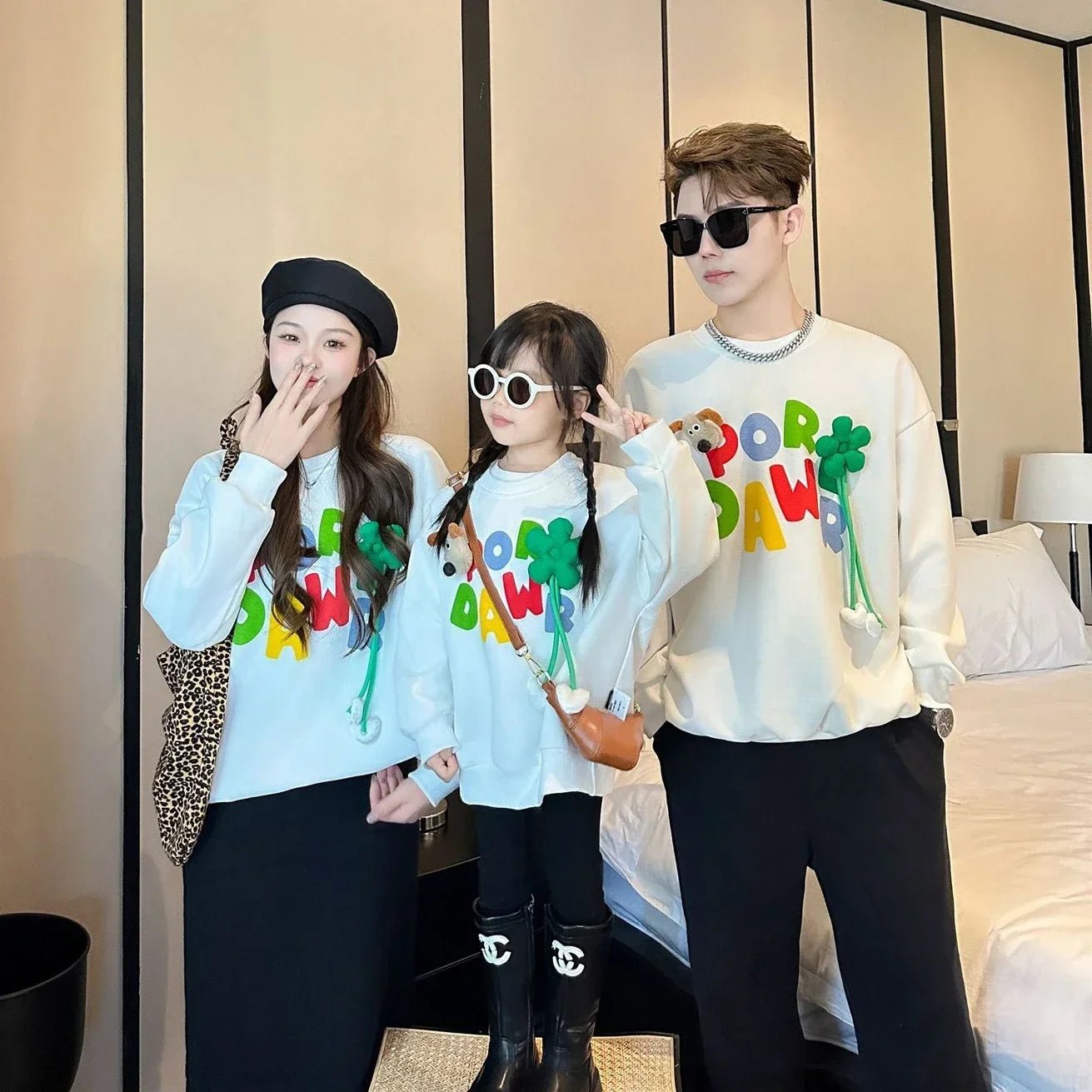 Sweatshirts forDad and Daughter Son Matching Tops Clothing T Shirts the Whole Family Matching Clothes Korean Toddler Romper Mom