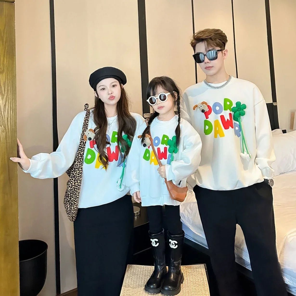 Sweatshirts forDad and Daughter Son Matching Tops Clothing T Shirts the Whole Family Matching Clothes Korean Toddler Romper Mom