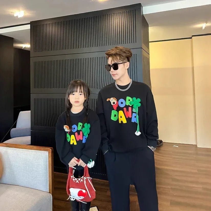 Sweatshirts forDad and Daughter Son Matching Tops Clothing T Shirts the Whole Family Matching Clothes Korean Toddler Romper Mom