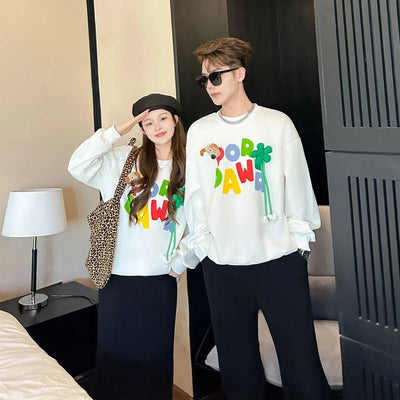 Sweatshirts forDad and Daughter Son Matching Tops Clothing T Shirts the Whole Family Matching Clothes Korean Toddler Romper Mom
