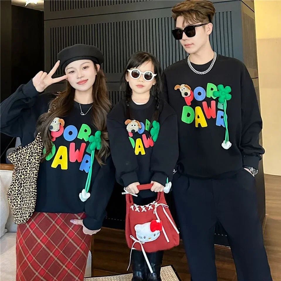 Sweatshirts forDad and Daughter Son Matching Tops Clothing T Shirts the Whole Family Matching Clothes Korean Toddler Romper Mom