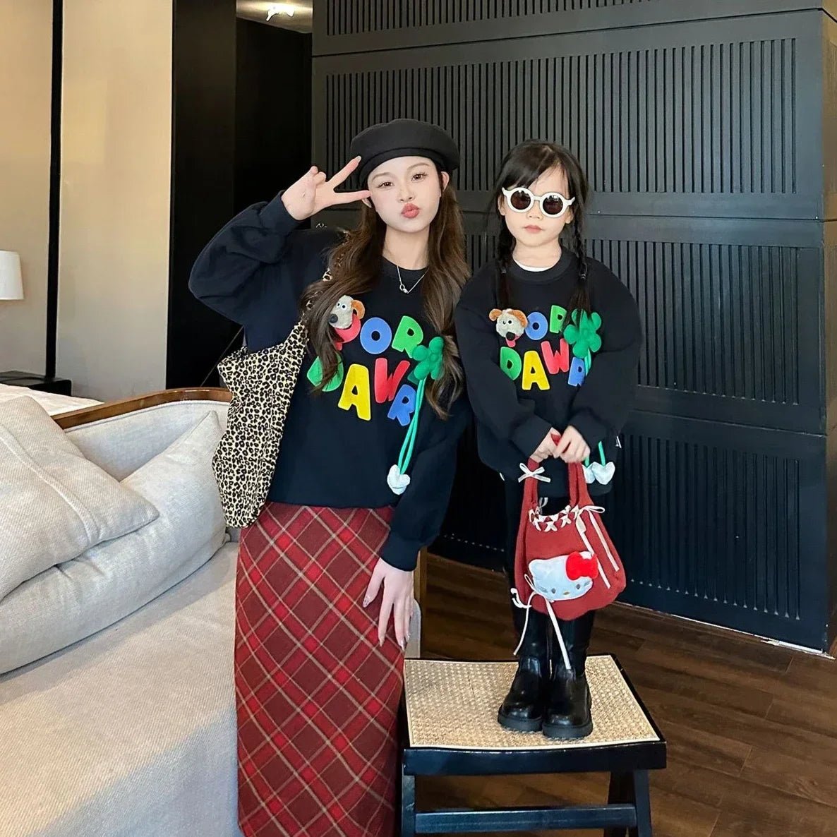 Sweatshirts forDad and Daughter Son Matching Tops Clothing T Shirts the Whole Family Matching Clothes Korean Toddler Romper Mom