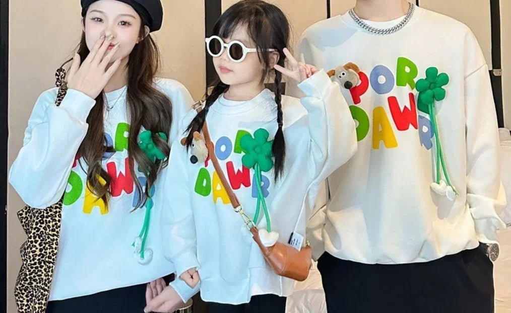 Sweatshirts forDad and Daughter Son Matching Tops Clothing T Shirts the Whole Family Matching Clothes Korean Toddler Romper Mom