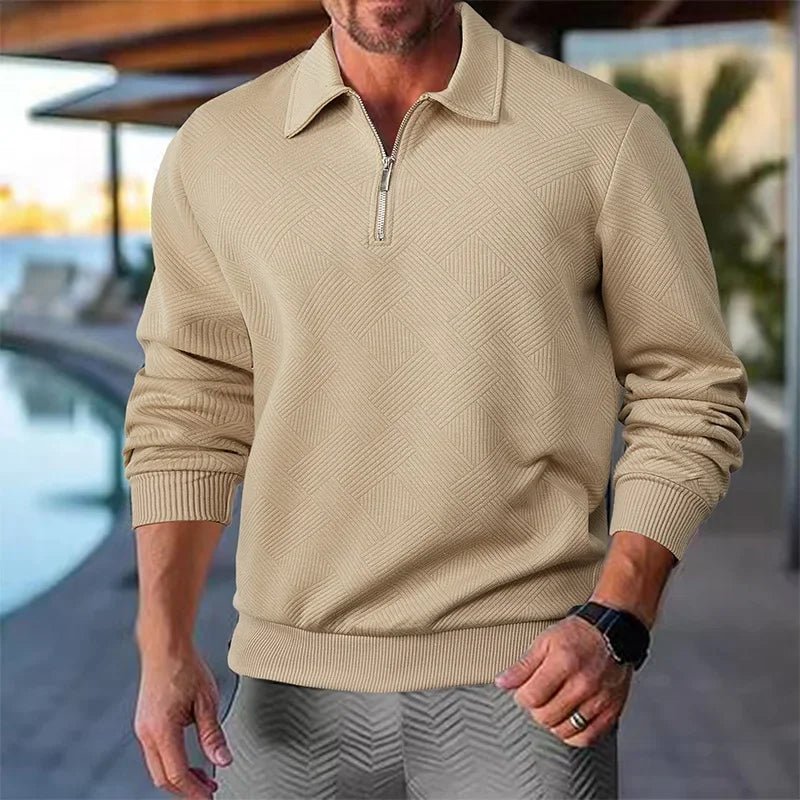 Sweatshirts Men Polo Shirt Tops Turn Down Collar Zipper Top Full Sleeve Casual Regular Sweatshirt Splice Simple Autumn Winter