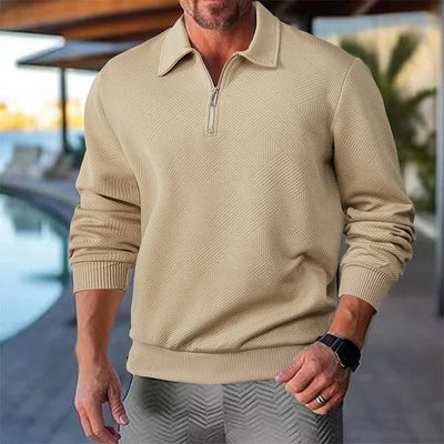 Sweatshirts Men Polo Shirt Tops Turn Down Collar Zipper Top Full Sleeve Casual Regular Sweatshirt Splice Simple Autumn Winter
