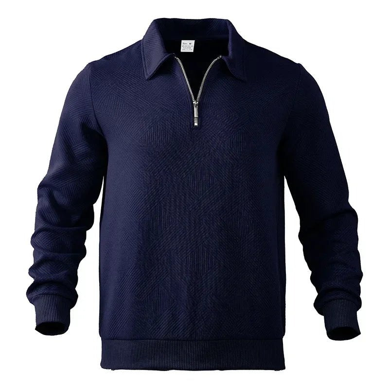 Sweatshirts Men Polo Shirt Tops Turn Down Collar Zipper Top Full Sleeve Casual Regular Sweatshirt Splice Simple Autumn Winter
