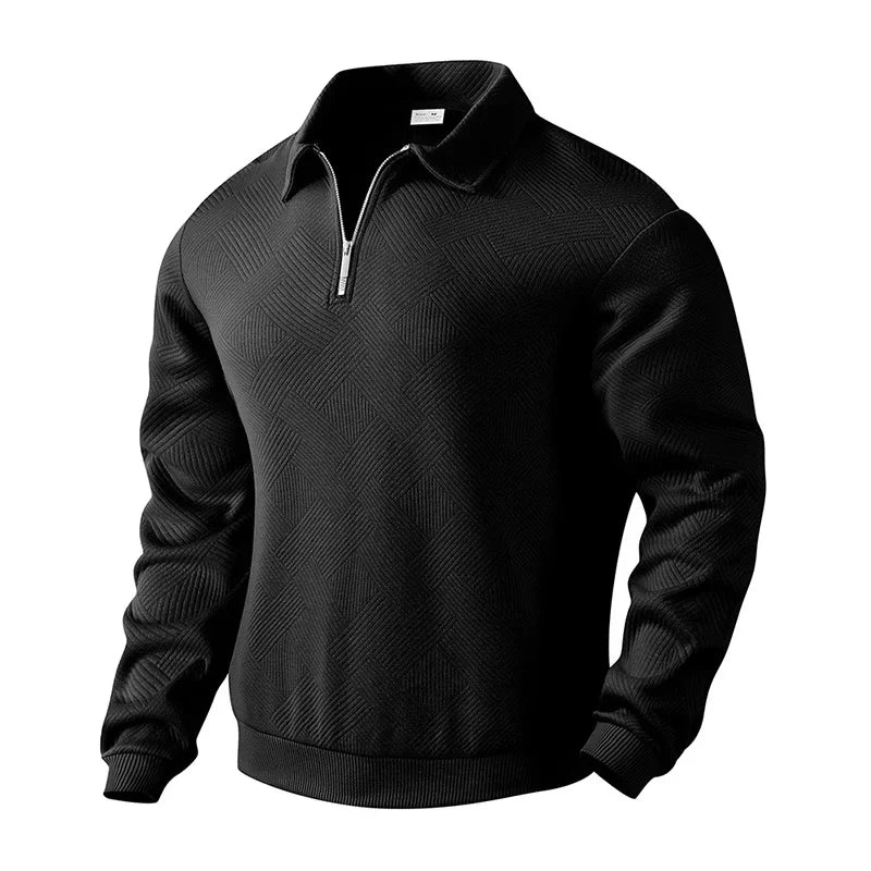 Sweatshirts Men Polo Shirt Tops Turn Down Collar Zipper Top Full Sleeve Casual Regular Sweatshirt Splice Simple Autumn Winter