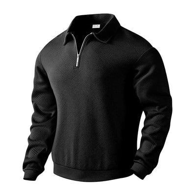 Sweatshirts Men Polo Shirt Tops Turn Down Collar Zipper Top Full Sleeve Casual Regular Sweatshirt Splice Simple Autumn Winter