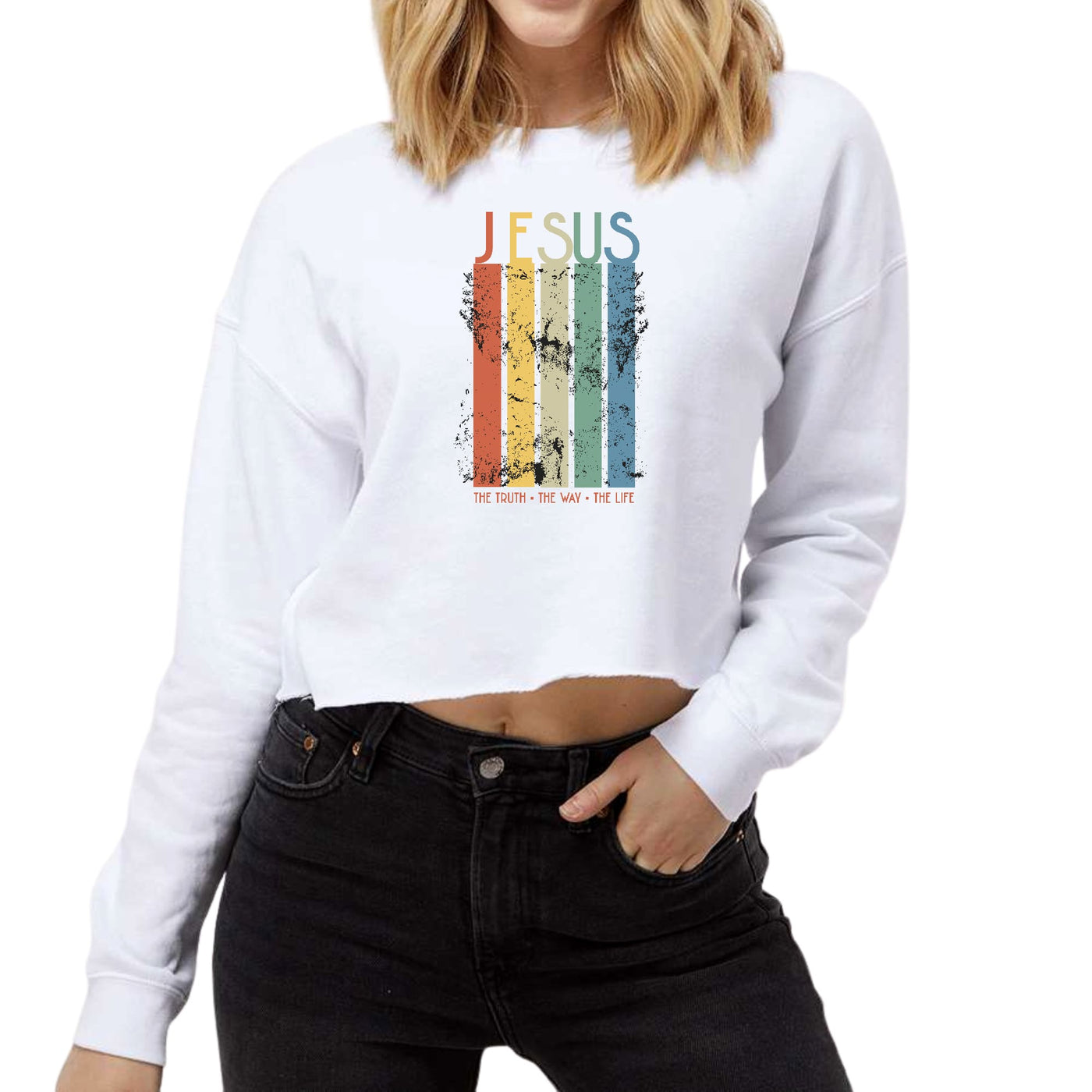 Womens Cropped Graphic Sweatshirt - the Truth the Way the Life-0
