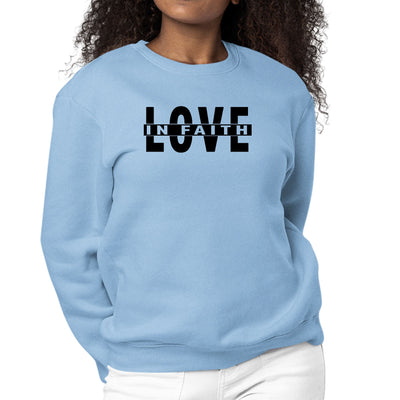 Womens Graphic Sweatshirt Love in Faith Black Illustration-5