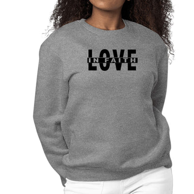 Womens Graphic Sweatshirt Love in Faith Black Illustration-7