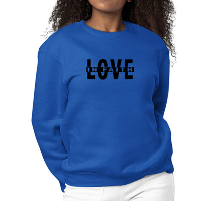Womens Graphic Sweatshirt Love in Faith Black Illustration-2