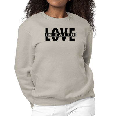 Womens Graphic Sweatshirt Love in Faith Black Illustration-4