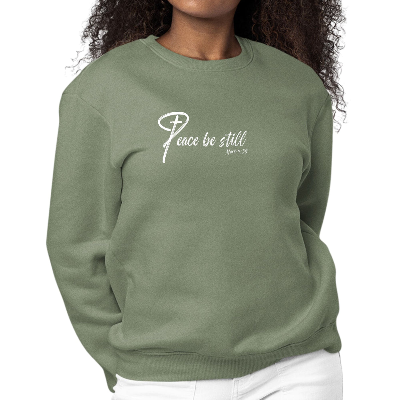Womens Graphic Sweatshirt Peace be Still-7