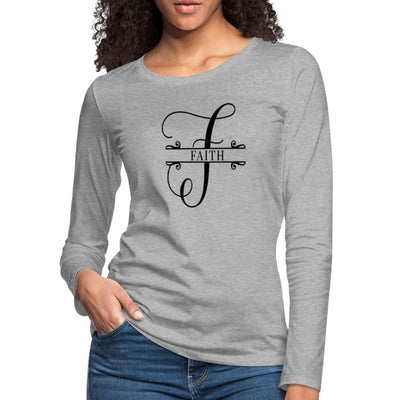 Womens Long Sleeve Graphic Tee - Faith Print-1