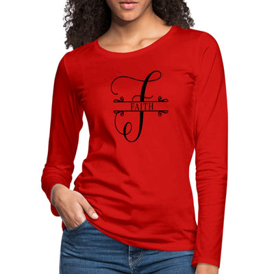 Womens Long Sleeve Graphic Tee - Faith Print-2