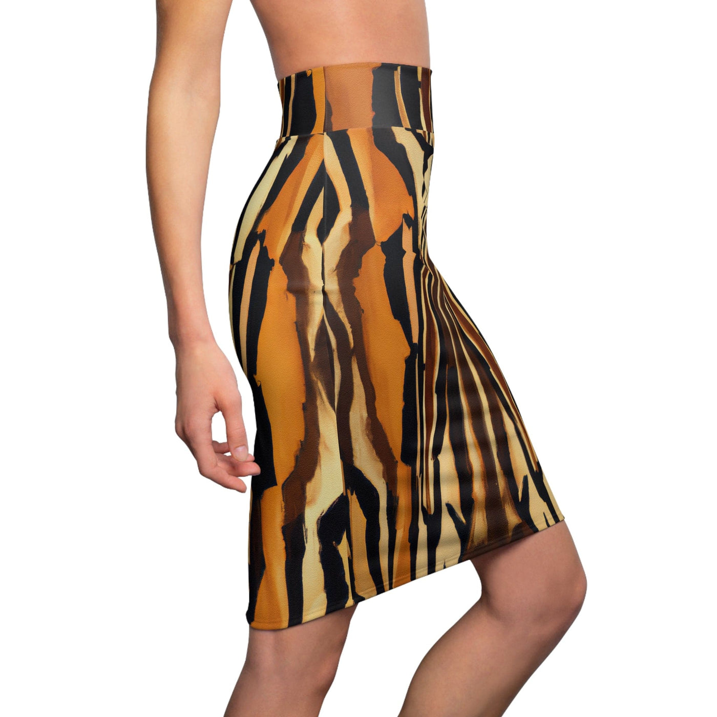Womens Pencil Skirt - Zorse Geometric Print Pattern-2